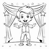Premium Vector  Coloring Page Outline Of A Boy On stage With curtain sketch template