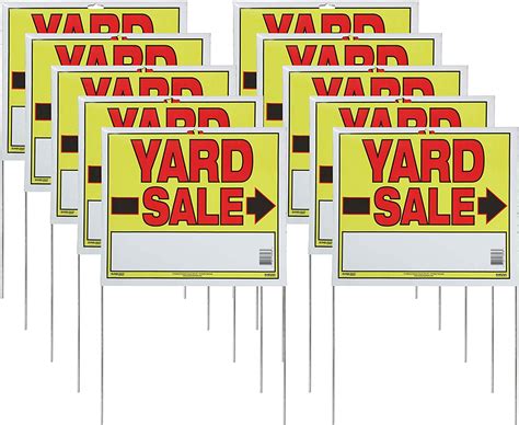 Sunburst Systems 3908 Yard U-Stake Yard Sale Sign, 22" x 14", 10 Pack ...