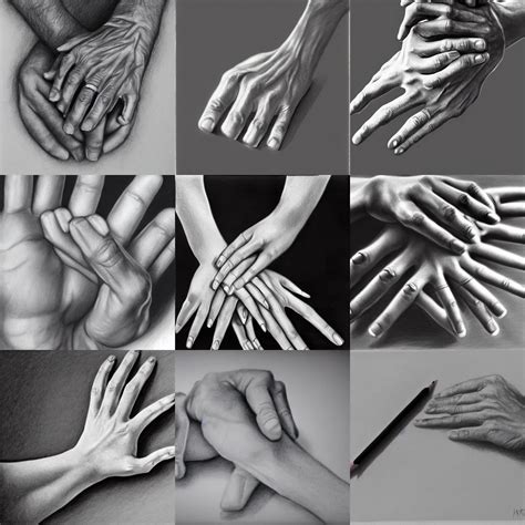 hyper realistic pencil drawing of hands | Stable Diffusion