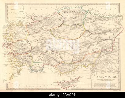 ANCIENT ASIA MINOR. Turkey. Cappadocia Cyprus Galatia Phrygia. SDUK 1844 map Stock Photo - Alamy