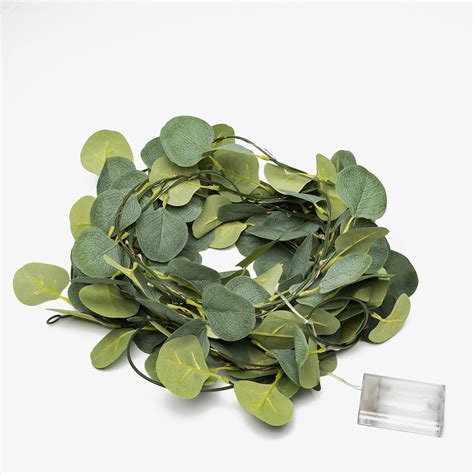 LED Green Artificial Eucalyptus Leaf Garland Vines, Battery Operated Fairy String Lights | eHomemart