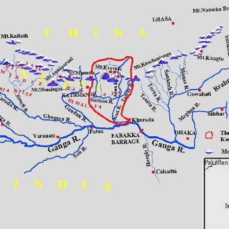 The terrain profile of the Kosi River basin. | Download Scientific Diagram