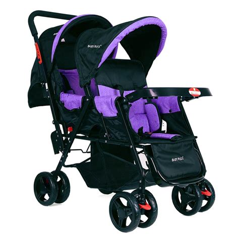 Baby Plus – Twin Stroller With Reclining Seat – Purple – Toys 4 You