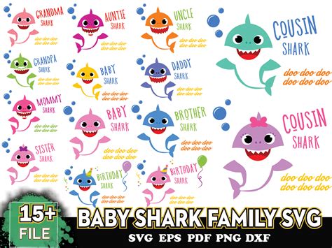 15 Baby shark Family Svg, Cute Shark Svg, Cartoon Svg - Inspire Uplift