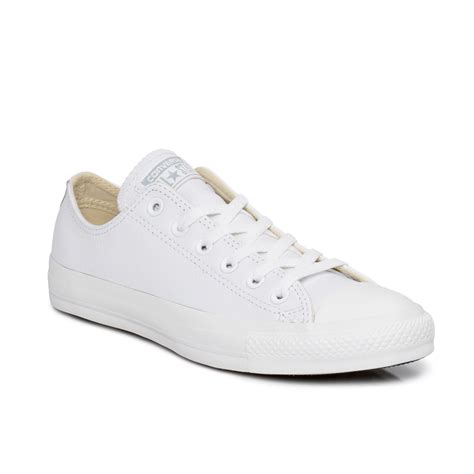 Converse LT White Monochrome Chuck Taylor Leather Trainers Size 3-10