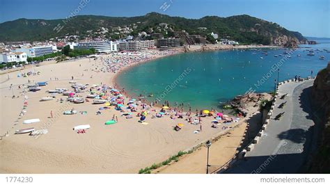 Beach In Tossa De Mar, Costa Brava, Catalonia, Spain Stock video ...