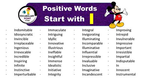 Positive Vocabulary Words that Start with I - Vocabulary Point