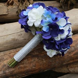 Navy Blue Hydrangea Bouquet Class Wedding Bouquet White - Etsy