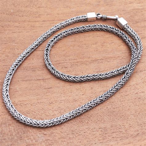 UNICEF Market | Sterling Silver Foxtail Chain Necklace from Bali - Foxtail Rope