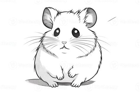 Coloring page outline of cartoon cute little hamster. illustration ...