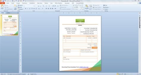 Free Simple Invoice PowerPoint Template - Free PowerPoint Templates - SlideHunter.com