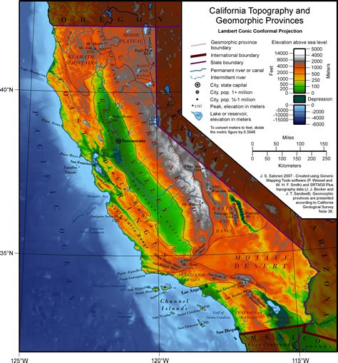 Elevation Map of California | California map, Los angeles tourism, Los ...