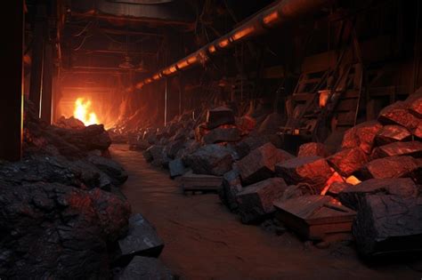 Premium AI Image | Raw materials of iron ore and coal ready for smelting