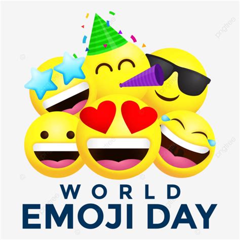 World Emoji Day With Six Happy Yellow Emoticons Vector, World Emoji Day ...