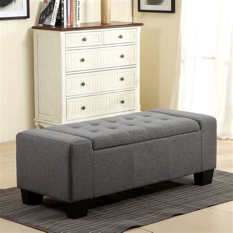 Belleze 48" Rectangular Fabric Tufted Storage Ottoman Bench Top Lift ...