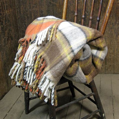 Vintage Plaid Wool Blanket in Fall Colors