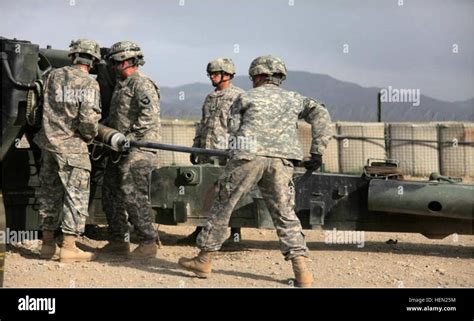 Firing an M198 155mm howitzer at FOB Boris, Paktika, Afghanistan -a ...