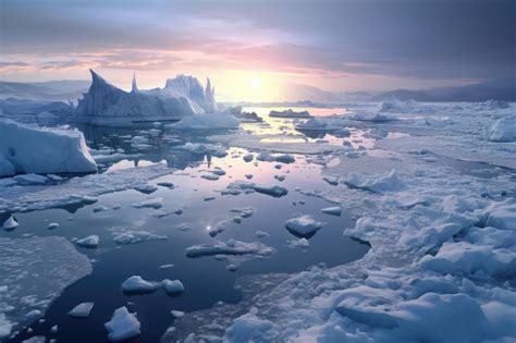 Premium AI Image | Polar ice melting causes rising sea levels