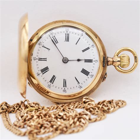 SWISS 14K GOLD LADY'S POCKET WATCH & CHAIN - Ashton-Blakey Vintage Watches