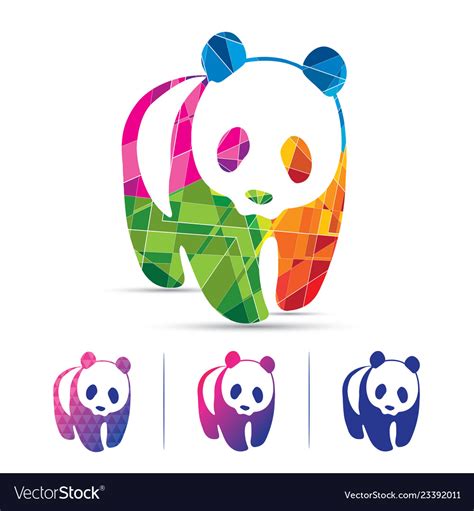 Creative polygon colorful panda Royalty Free Vector Image