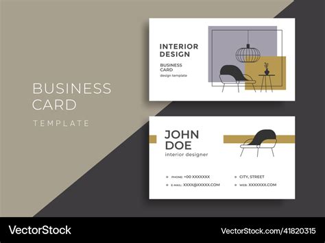 Interior design business card template Royalty Free Vector