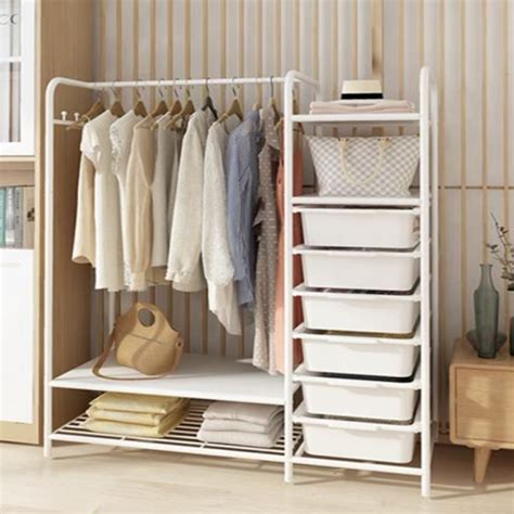 Floor Hanger Multi-Layer Storage Large Capacity Bedroom Wardrobe ...