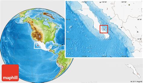 Physical Location Map of Isla Espiritu Santo, highlighted country