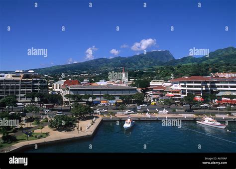 The city and Port of Papeete the largest city in tahiti in French Polynesia in Pacific South Rim ...