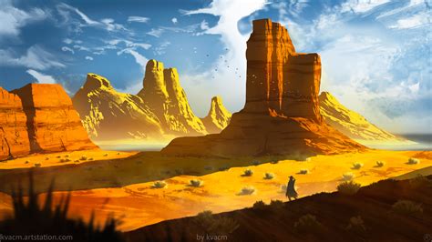 Michal Kva Digital Art Illustration Artwork ArtStation Fantasy Art Concept Art Desert Landscape ...