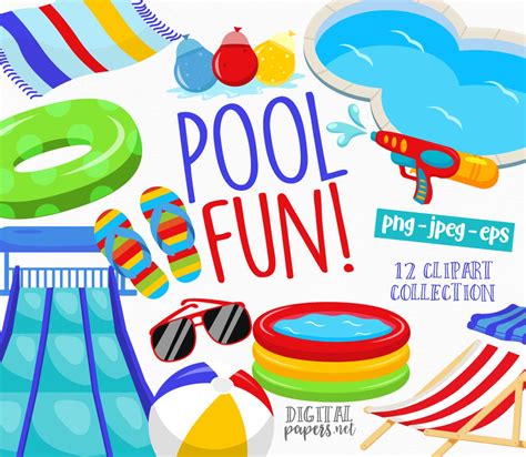 Pool Clipart Pool Party Clip Art png Clipart Float Clipart | Etsy