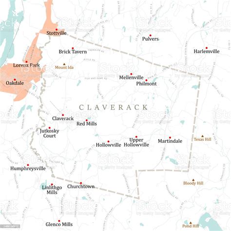 Ny Columbia Claverack Vector Road Map Stock Illustration - Download ...