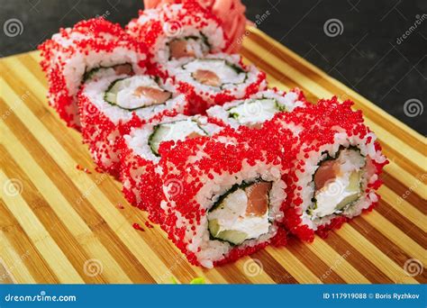 Sushi Roll with Masago stock photo. Image of fish, japanese - 117919088