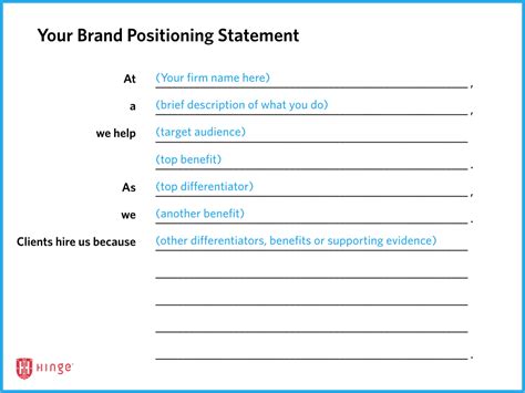 Marketing Positioning Statement Template