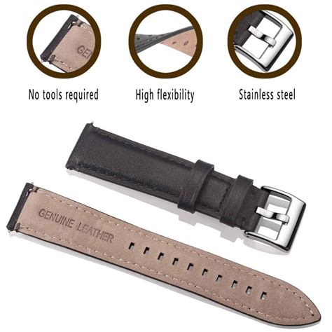 Fossil Gen 5 | Genuine Leather Watch Bands | Black