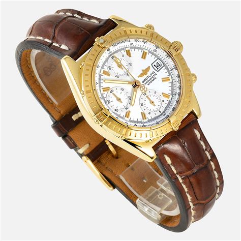 100% Authentic Breitling Chronomat 18K Yellow Solid Gold K13352 Watch ...