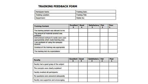 FREE 9+ Training Feedback Form Samples in PDF | MS Word | Excel