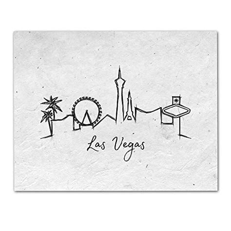 Las Vegas Skyline Wall Art - Unframed 11 x 14 Black & White Lineart ...