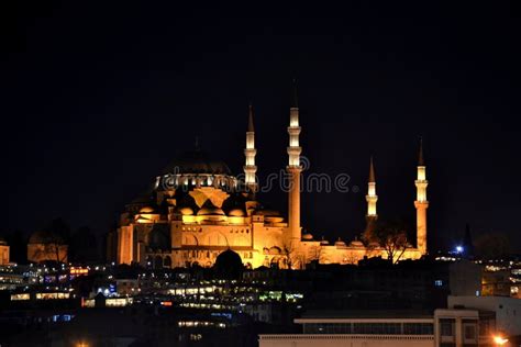 Night View of the Suleymaniye Mosque in Istanbul, Turkey Stock Image ...