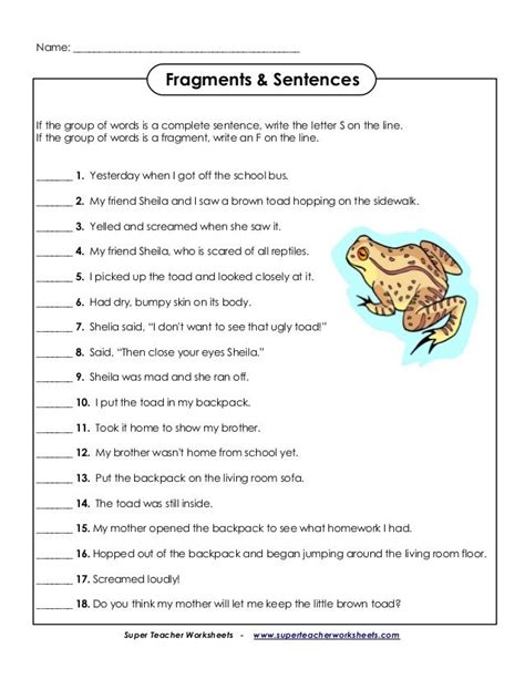 Sentence Fragment And Run On Worksheets Pdf