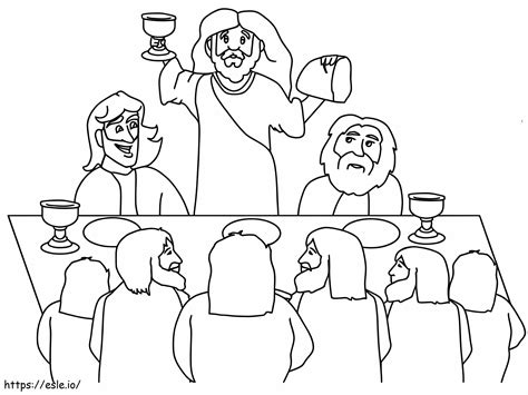 Jesus And His Disciples In The Last Supper coloring page