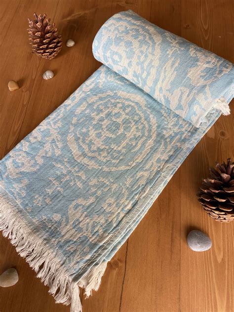 San Diego Turkish Towel - Turquoise, 100% Organic Cotton, Handmade, Bath Towel, Peshtemal, Sauna ...