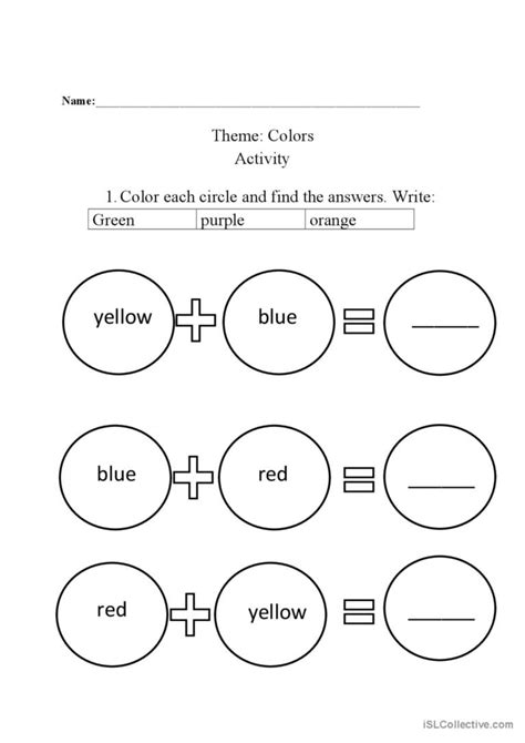 Mixing Colors Activity creative writ…: English ESL worksheets pdf & doc