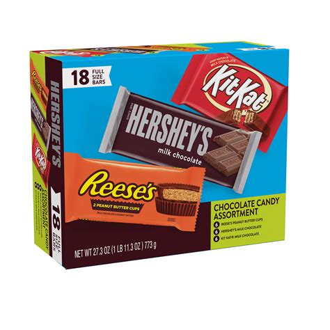 HERSHEY'S, KIT KAT and REESE'S, Assorted Milk Chocolate Candy, Gift Box, 27.3 oz, Variety Box ...