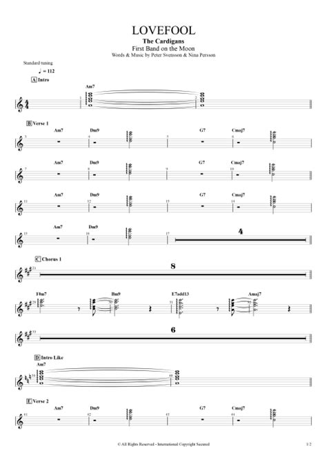 Lovefool Tab by The Cardigans (Guitar Pro) - Full Score | mySongBook