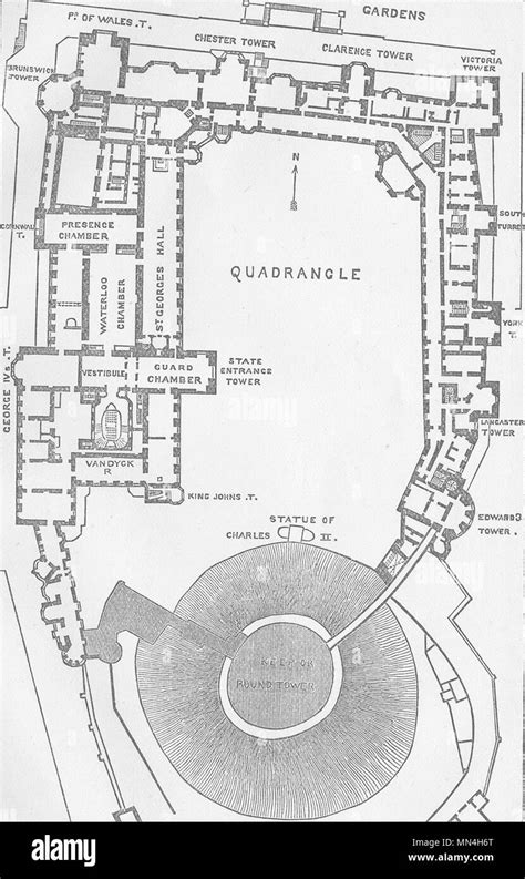 BERKS. Ground-Plan of Windsor Castle 1874 old antique vintage map chart ...