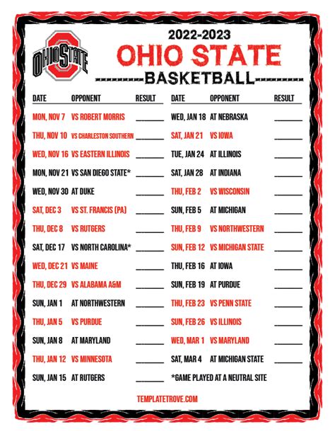 2022-2023 College Basketball Schedules - Big Ten