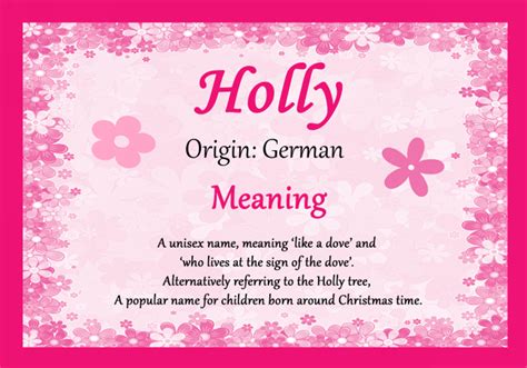 Holly Personalised Name Meaning Certificate - The Card Zoo