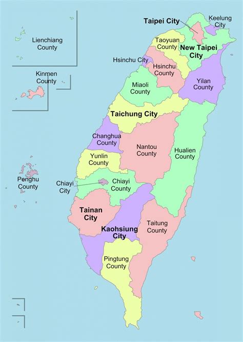 Taiwan county map - Map of Taiwan county (Eastern Asia - Asia)