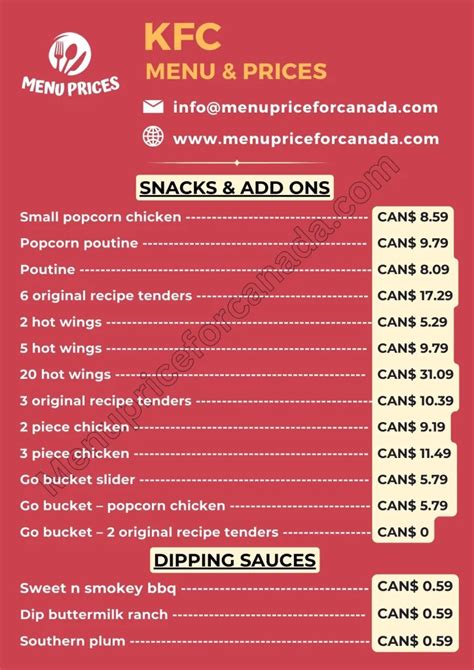 KFC Menu | KFC Menu With Price Canada - July 2024