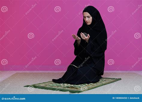 Muslim Woman Namaz Praying Allah Stock Photo - Image of carpet, girl ...